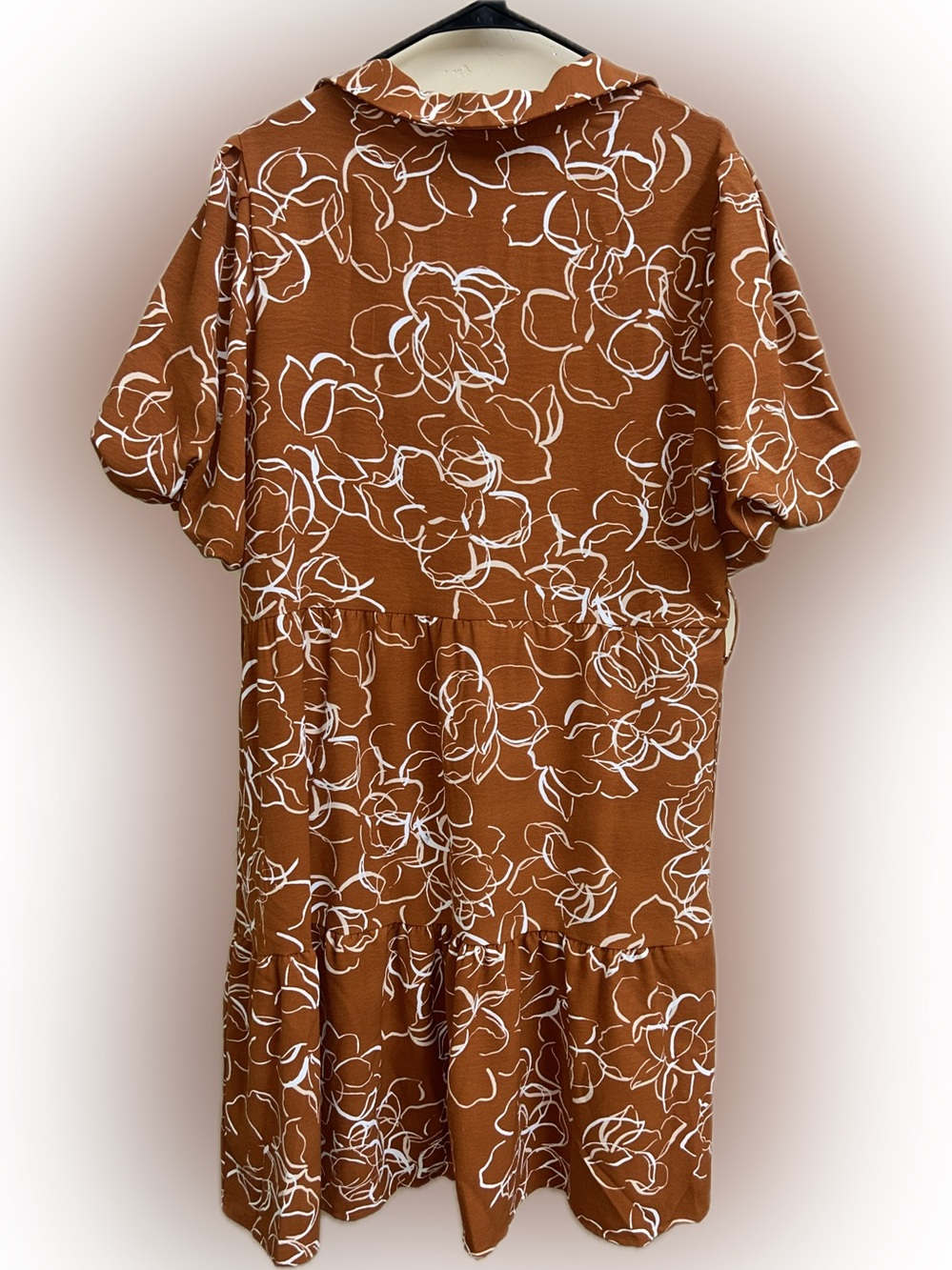 🔥5/$30🔥 Brown Floral Tiered Button Up Midi Dress | Size XL| Nina Leonard - Picture 7 of 10